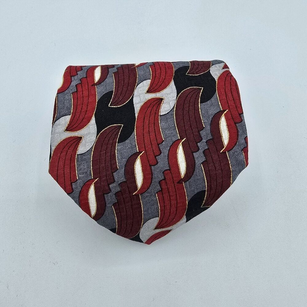 Mens Necktie Portico 100% Textured Silk Multicolor Made in USA, size 56 in by 4